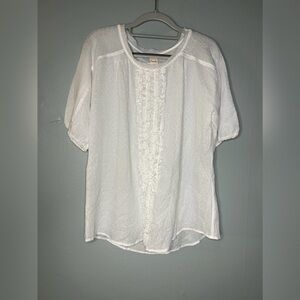 Sundance womens cotton ruffled short sleeve blouse